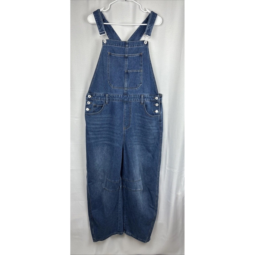 Vintage Style Denim Overalls Women's XL Baggy Wide Leg Bib Y2K Workwear Chic
